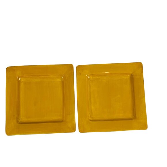 Pier 1 Imports Essential Colors Square Harvest Dinner Plates Set 2 Earthenware - Picture 1 of 16